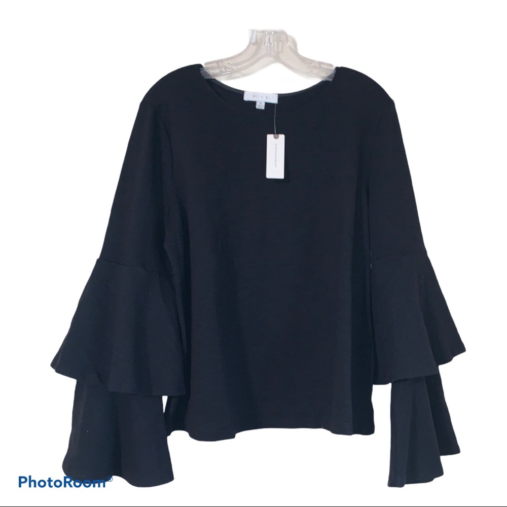 ❌SOLD❌ Anthropology XL Black Tiered Ruffle Top - Picture 4 of 8